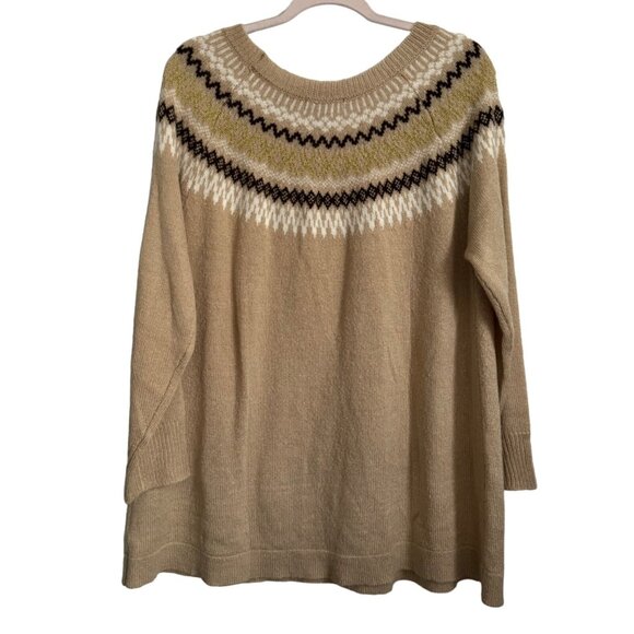 Roamans Womens Fair Isle Sweater Size 14/16WBeige with Geometric Pattern 98% Acr - Picture 8 of 13